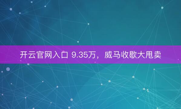 开云官网入口 9.35万,威马收歇大甩卖