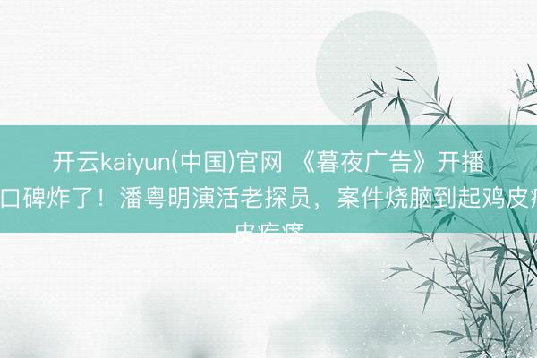 开云kaiyun(中国)官网 《暮夜广告》开播1天口碑炸了！潘粤明演活老探员，案件烧脑到起鸡皮疙瘩