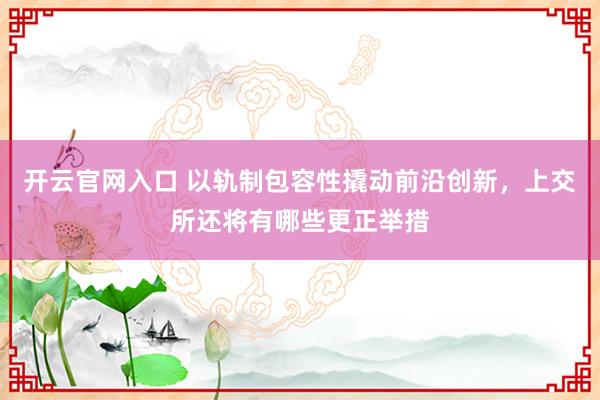 开云官网入口 以轨制包容性撬动前沿创新,上交所还将有哪些更正举措